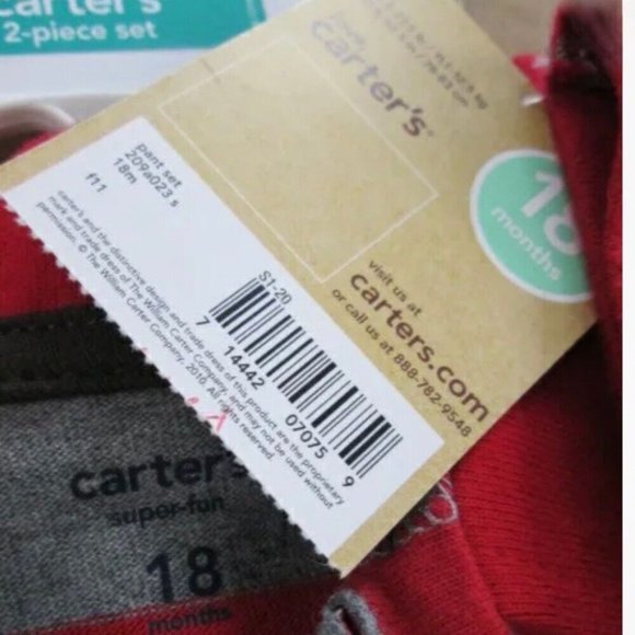 Carters 2pc long sleeve pant set BRAND NEW! SIZE 18 MONTHS - Picture 3 of 3